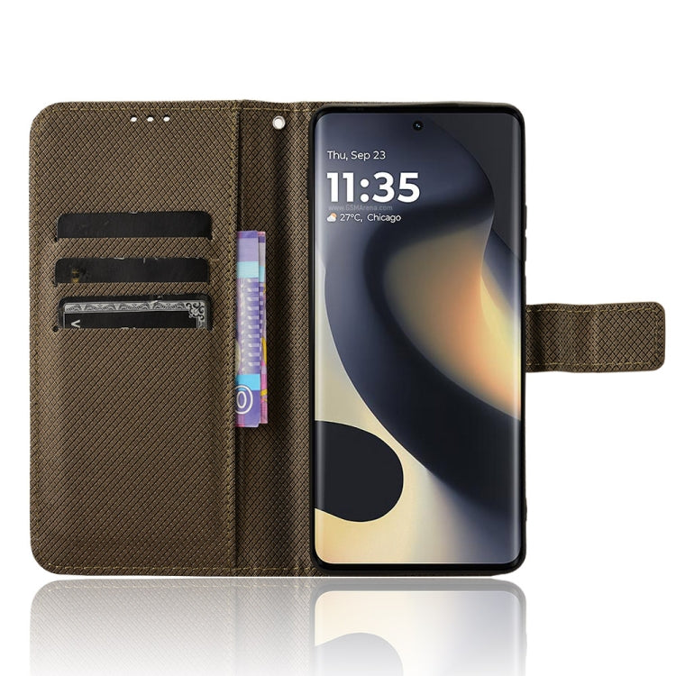 For Motorola Edge 2024 5G Diamond Texture Leather Phone Case(Brown) by buy2fix