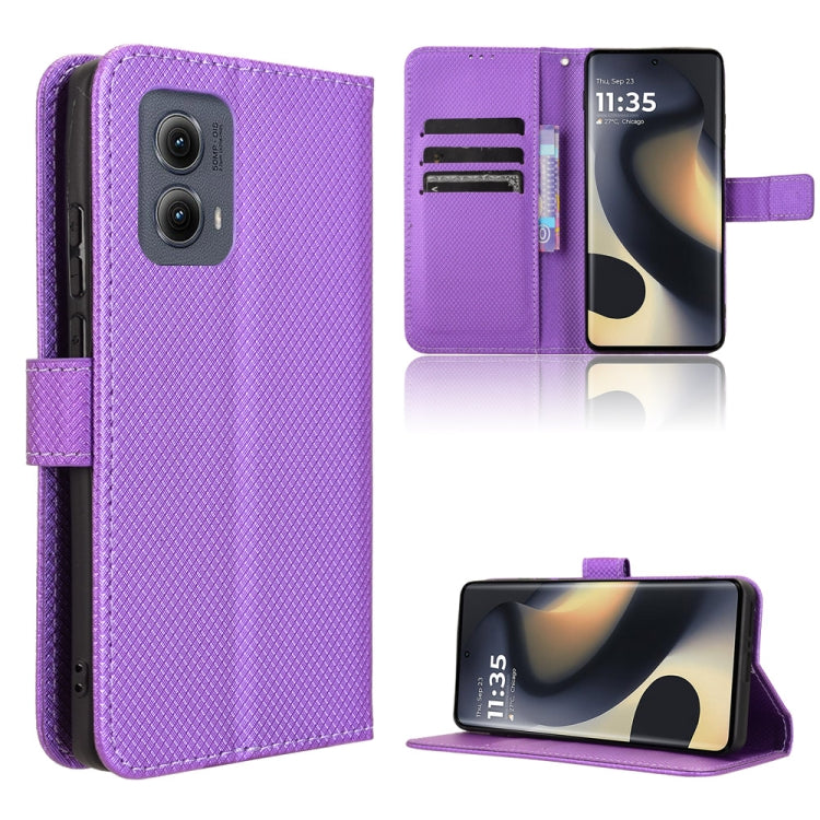 For Motorola Edge 2024 5G Diamond Texture Leather Phone Case(Purple) by buy2fix