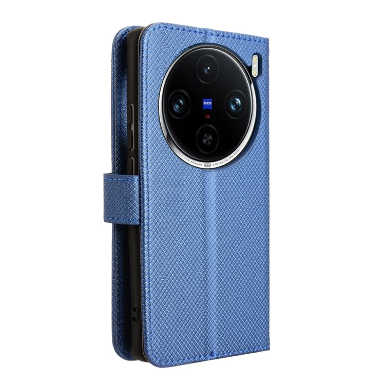 For vivo X100 Pro 5G Diamond Texture Leather Phone Case(Blue) - vivo Cases by buy2fix | Online Shopping UK | buy2fix