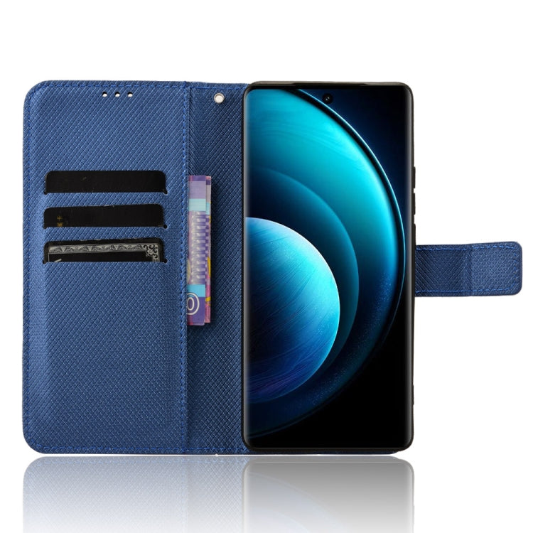 For vivo X100 Pro 5G Diamond Texture Leather Phone Case(Blue) - vivo Cases by buy2fix | Online Shopping UK | buy2fix