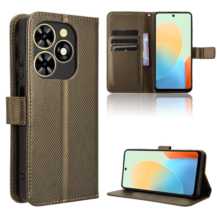 For Tecno Spark Go 2024 Diamond Texture Leather Phone Case(Brown) by buy2fix