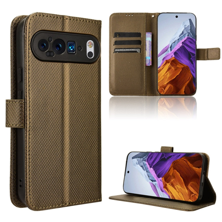 For Google Pixel 9 Pro Diamond Texture Leather Phone Case(Brown) by buy2fix