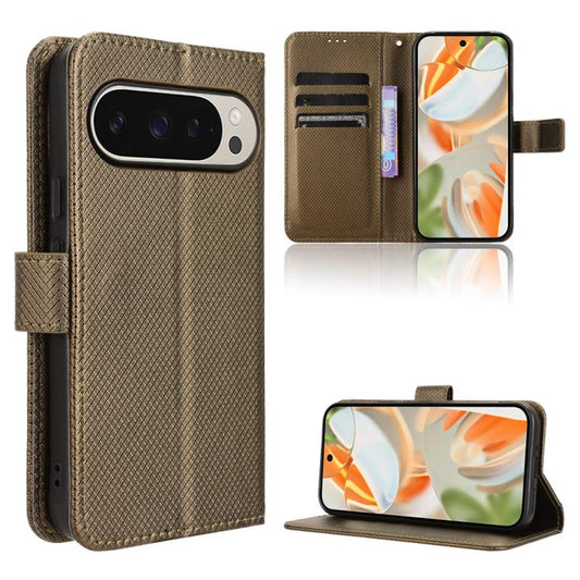 For Google Pixel 10 Pro XL Diamond Texture Leather Phone Case(Brown) - Google Cases by buy2fix | Online Shopping UK | buy2fix