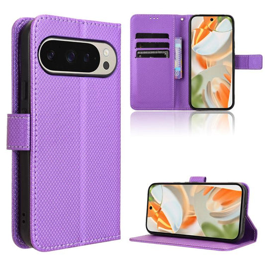 For Google Pixel 10 Pro XL Diamond Texture Leather Phone Case(Purple) - Google Cases by buy2fix | Online Shopping UK | buy2fix