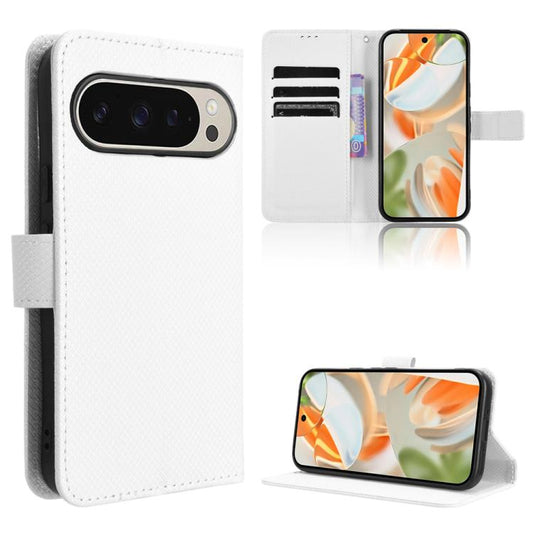 For Google Pixel 10 Pro / 10 Diamond Texture Leather Phone Case(White) - Google Cases by buy2fix | Online Shopping UK | buy2fix