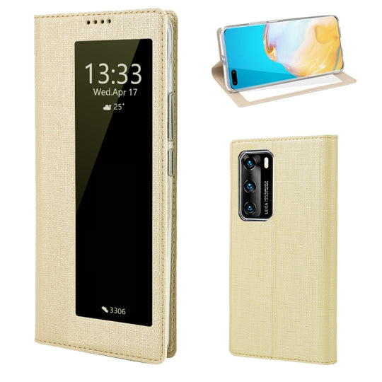 For Huawei P40 ViLi DMX-54 Shockproof TPU + PU Leather View Window Magnetic Attraction Horizontal Flip Protective Case with Card Slots & Holder & Sleep / Wake-up(Champagne Gold)