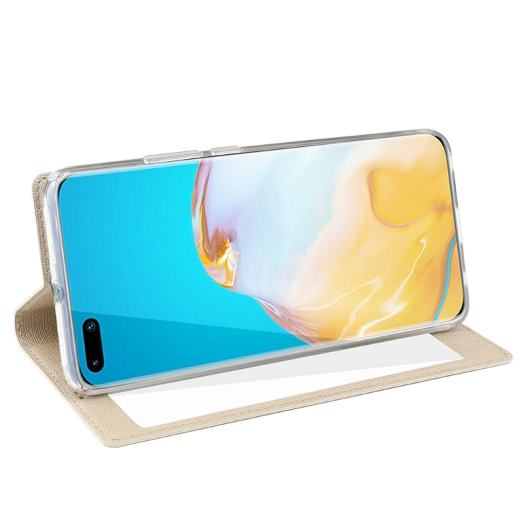 For Huawei P40 ViLi DMX-54 Shockproof TPU + PU Leather View Window Magnetic Attraction Horizontal Flip Protective Case with Card Slots & Holder & Sleep / Wake-up(Champagne Gold) - Huawei Cases by ViLi | Online Shopping UK | buy2fix