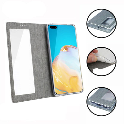 For Huawei P40 Pro ViLi DMX-54 Shockproof TPU + PU Leather View Window Magnetic Attraction Horizontal Flip Protective Case with Card Slots & Holder & Sleep / Wake-up(Champagne Gold) - Huawei Cases by ViLi | Online Shopping UK | buy2fix