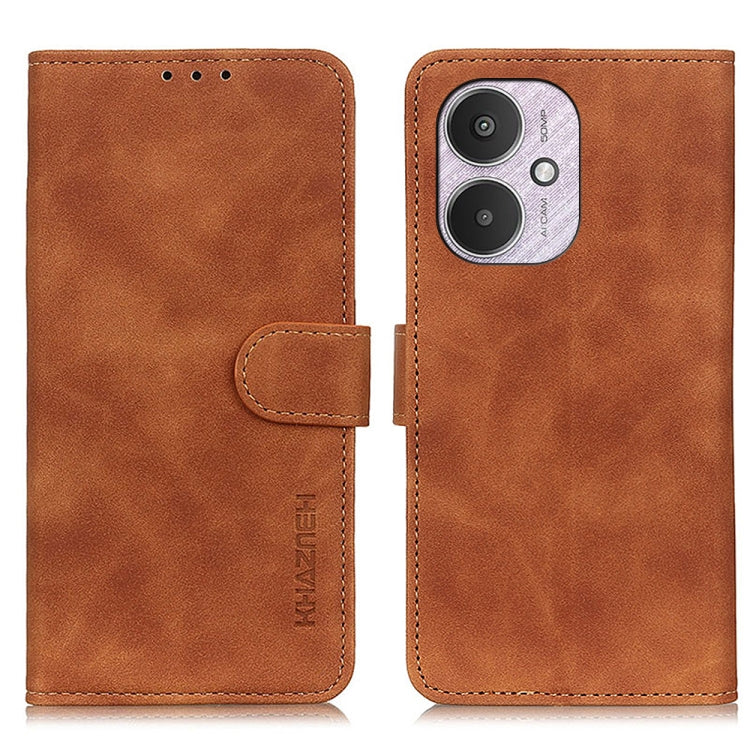 For Xiaomi Redmi 13C KHAZNEH Retro Texture Flip Leather Phone Case(Brown) by buy2fix