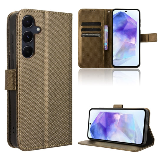 For Samsung Galaxy A35 5G Diamond Texture Leather Phone Case(Brown)