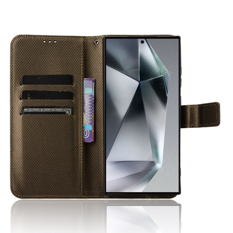 For Samsung Galaxy S24 Ultra 5G Diamond Texture Leather Phone Case(Brown) - Galaxy S24 Ultra 5G Cases by buy2fix | Online Shopping UK | buy2fix