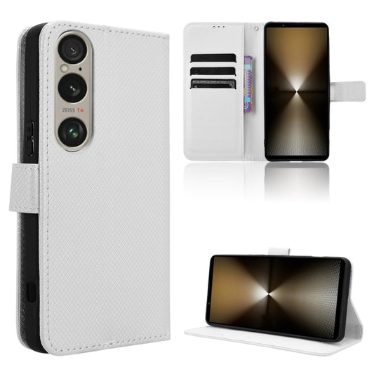For Sony Xperia 1 VI 2024 Diamond Texture Leather Phone Case(White) by buy2fix