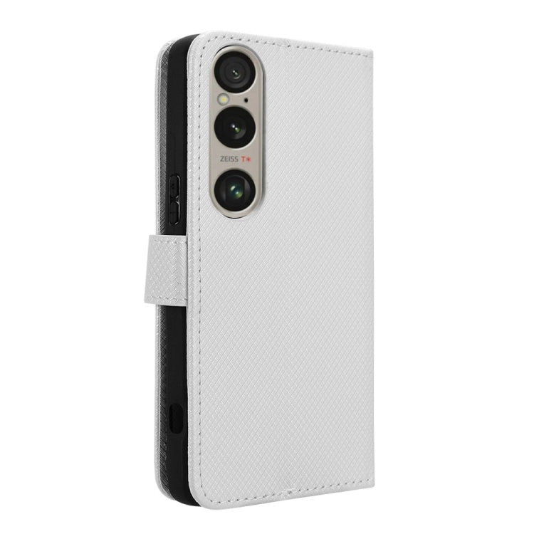 For Sony Xperia 1 VI 2024 Diamond Texture Leather Phone Case(White) by buy2fix