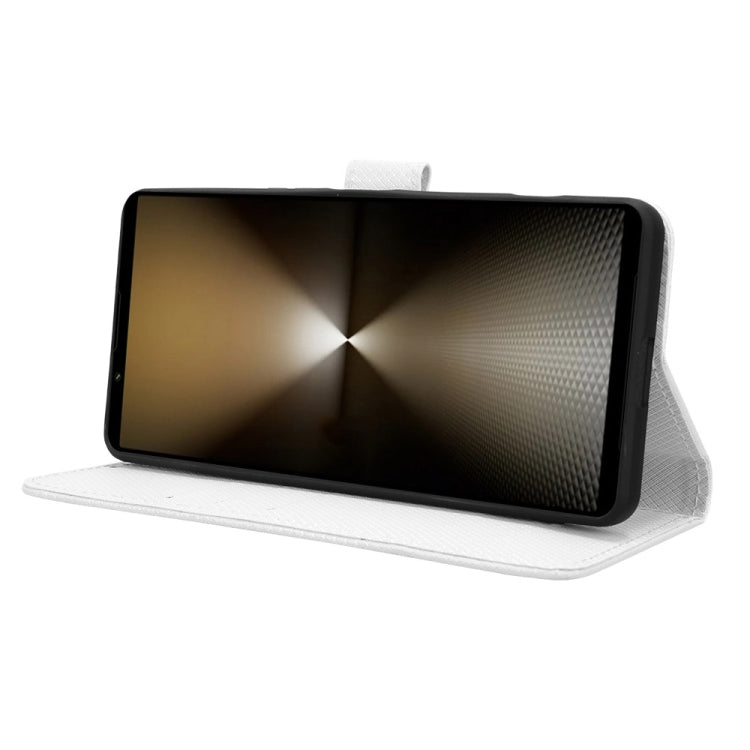 For Sony Xperia 1 VI 2024 Diamond Texture Leather Phone Case(White) by buy2fix