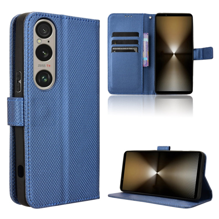 For Sony Xperia 1 VI 2024 Diamond Texture Leather Phone Case(Blue) by buy2fix