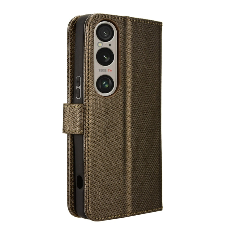 For Sony Xperia 1 VI 2024 Diamond Texture Leather Phone Case(Brown) by buy2fix