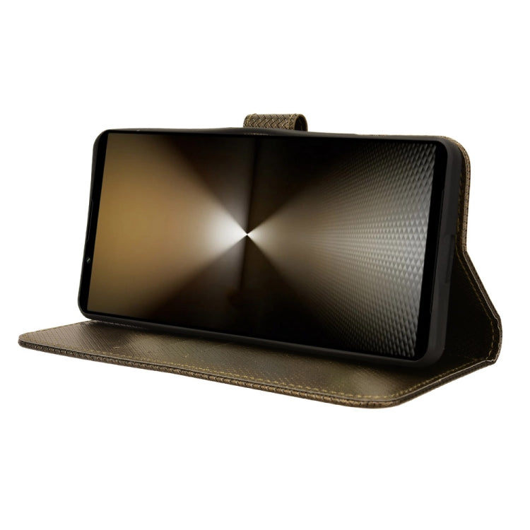 For Sony Xperia 1 VI 2024 Diamond Texture Leather Phone Case(Brown) by buy2fix