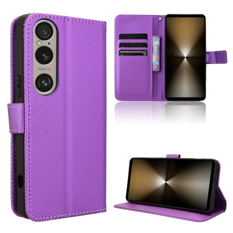 For Sony Xperia 1 VI 2024 Diamond Texture Leather Phone Case(Purple) by buy2fix