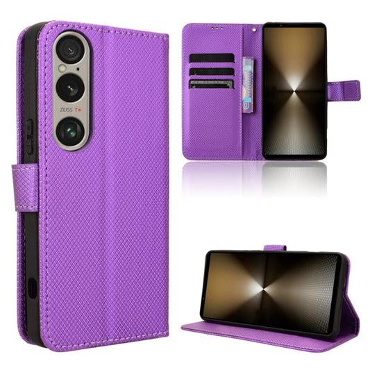 For Sony Xperia 1 VI 2024 Diamond Texture Leather Phone Case(Purple) by buy2fix