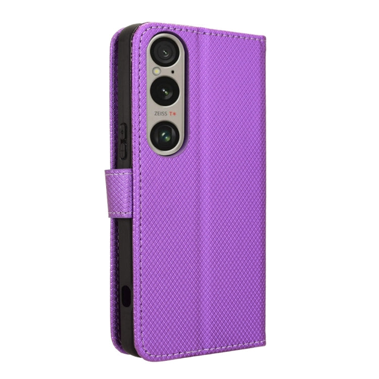 For Sony Xperia 1 VI 2024 Diamond Texture Leather Phone Case(Purple) by buy2fix