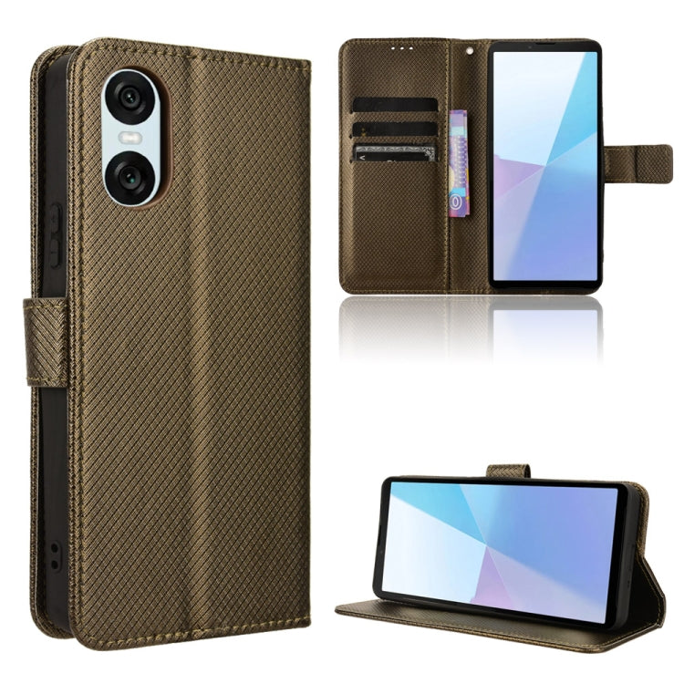For Sony Xperia 10 VI 2024 Diamond Texture Leather Phone Case(Brown) by buy2fix