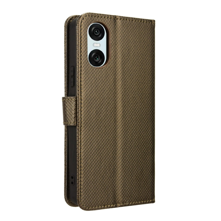 For Sony Xperia 10 VI 2024 Diamond Texture Leather Phone Case(Brown) by buy2fix