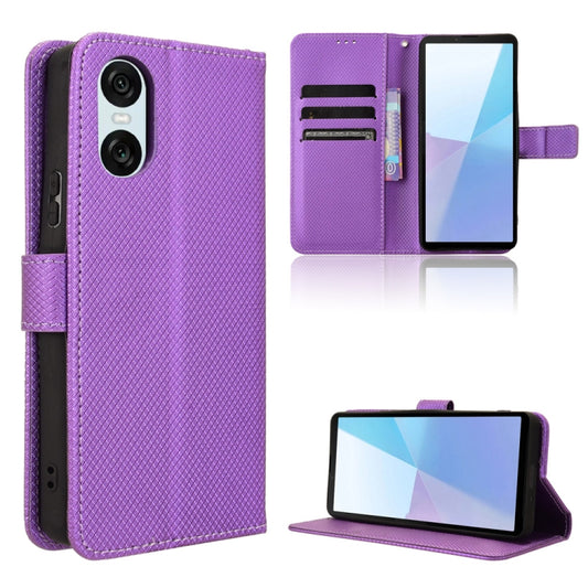 For Sony Xperia 10 VI 2024 Diamond Texture Leather Phone Case(Purple) by buy2fix