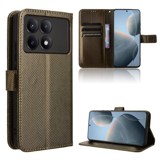 For Xiaomi Redmi K70E / Poco X6 Pro Diamond Texture Leather Phone Case(Brown) - Xiaomi Cases by buy2fix | Online Shopping UK | buy2fix