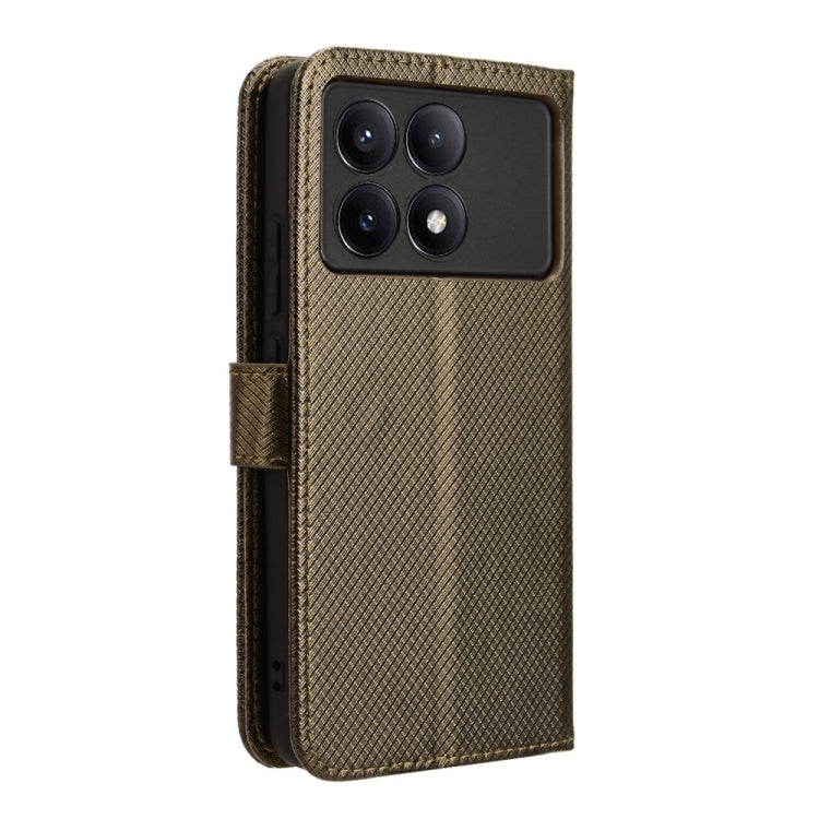 For Xiaomi Redmi K70E / Poco X6 Pro Diamond Texture Leather Phone Case(Brown) - Xiaomi Cases by buy2fix | Online Shopping UK | buy2fix