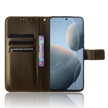 For Xiaomi Redmi K70E / Poco X6 Pro Diamond Texture Leather Phone Case(Brown) - Xiaomi Cases by buy2fix | Online Shopping UK | buy2fix