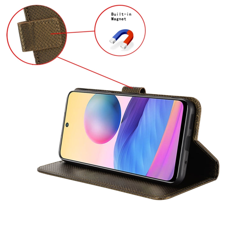 For Xiaomi Redmi K70E / Poco X6 Pro Diamond Texture Leather Phone Case(Brown) - Xiaomi Cases by buy2fix | Online Shopping UK | buy2fix