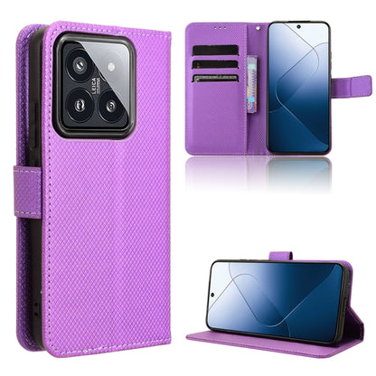 For Xiaomi 14 Diamond Texture Leather Phone Case(Purple) - Xiaomi Cases by buy2fix | Online Shopping UK | buy2fix