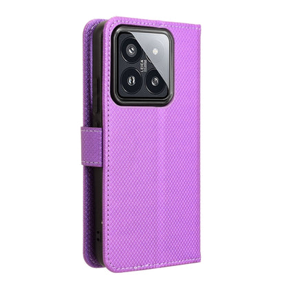 For Xiaomi 14 Diamond Texture Leather Phone Case(Purple) - Xiaomi Cases by buy2fix | Online Shopping UK | buy2fix