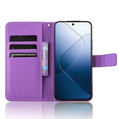 For Xiaomi 14 Diamond Texture Leather Phone Case(Purple) - Xiaomi Cases by buy2fix | Online Shopping UK | buy2fix