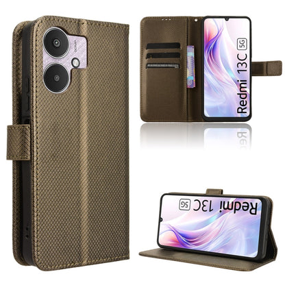 For Xiaomi Redmi 13C 5G / 13R 5G Diamond Texture Leather Phone Case(Brown) by buy2fix