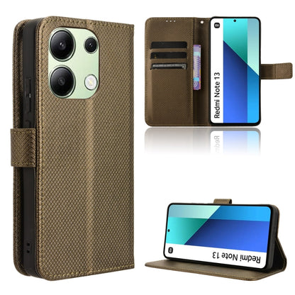 For Xiaomi Redmi Note 13 4G Diamond Texture Leather Phone Case(Brown) - Xiaomi Cases by buy2fix | Online Shopping UK | buy2fix