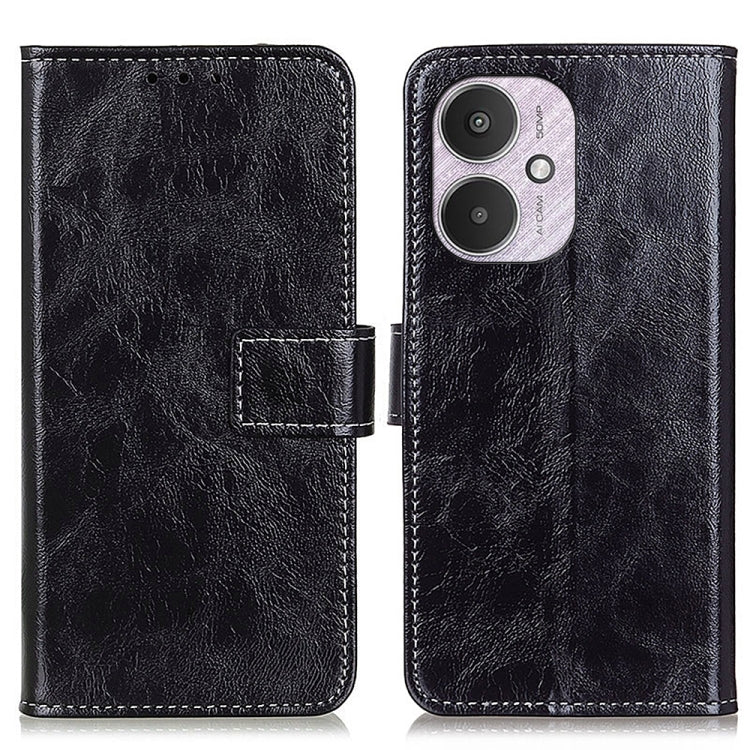 For Xiaomi Redmi 13C Retro Crazy Horse Texture Leather Phone Case(Black) by buy2fix