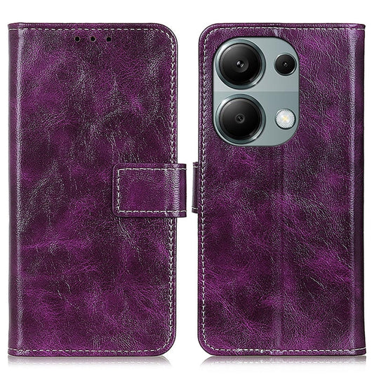 For Xiaomi Redmi Note 13 4G Retro Crazy Horse Texture Leather Phone Case(Purple) - Xiaomi Cases by buy2fix | Online Shopping UK | buy2fix