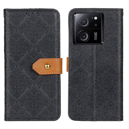 For Xiaomi 13T 5G / Redmi K60 Ultra 5G European Floral Embossed Leather Phone Case(Black) - Xiaomi Cases by buy2fix | Online Shopping UK | buy2fix