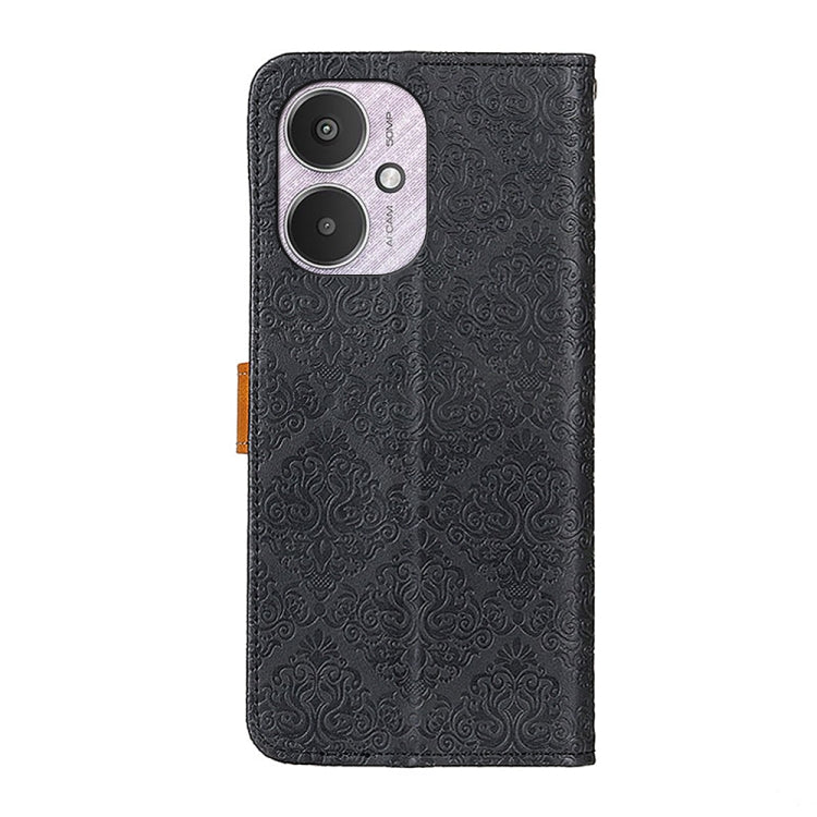 For Xiaomi Redmi 13C European Floral Embossed Leather Phone Case(Black) by buy2fix