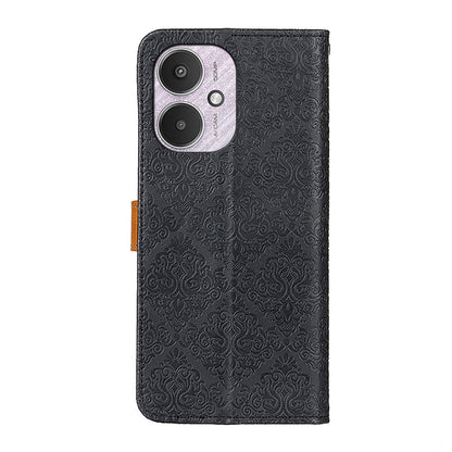 For Xiaomi Redmi 13C European Floral Embossed Leather Phone Case(Black) by buy2fix