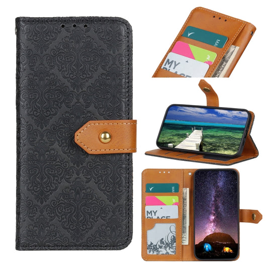 For Xiaomi Redmi Note 13 Pro 4G/Poco M6 Pro 4G European Floral Embossed Leather Phone Case(Black) - Xiaomi Cases by buy2fix | Online Shopping UK | buy2fix