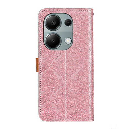 For Xiaomi Redmi Note 13 4G European Floral Embossed Leather Phone Case(Pink) - Xiaomi Cases by buy2fix | Online Shopping UK | buy2fix