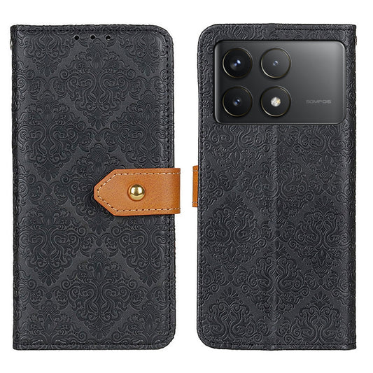 For Xiaomi Redmi K70 5G / K70 Pro 5G European Floral Embossed Leather Phone Case(Black) - Xiaomi Cases by buy2fix | Online Shopping UK | buy2fix