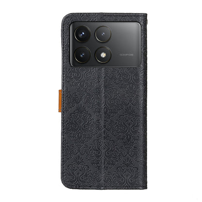 For Xiaomi Redmi K70 5G / K70 Pro 5G European Floral Embossed Leather Phone Case(Black) - Xiaomi Cases by buy2fix | Online Shopping UK | buy2fix