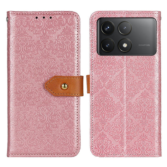 For Xiaomi Redmi K70 5G / K70 Pro 5G European Floral Embossed Leather Phone Case(Pink) - Xiaomi Cases by buy2fix | Online Shopping UK | buy2fix