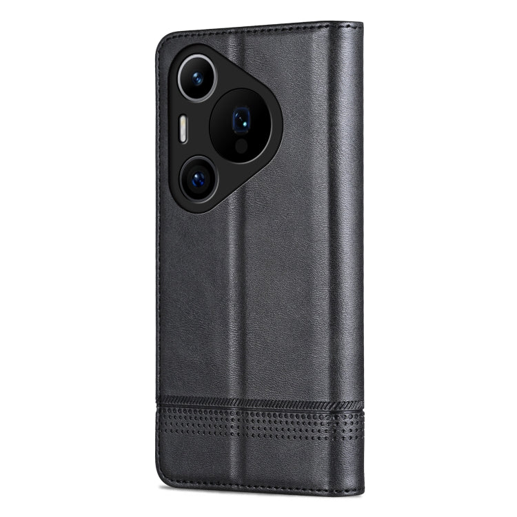 For Huawei Pura 70 Pro / 70 Pro+ Fine Hole AZNS Magnetic Calf Texture Flip Leather Phone Case(Black) - Huawei Cases by AZNS | Online Shopping UK | buy2fix
