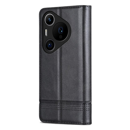 For Huawei Pura 70 Pro / 70 Pro+ Fine Hole AZNS Magnetic Calf Texture Flip Leather Phone Case(Black) - Huawei Cases by AZNS | Online Shopping UK | buy2fix
