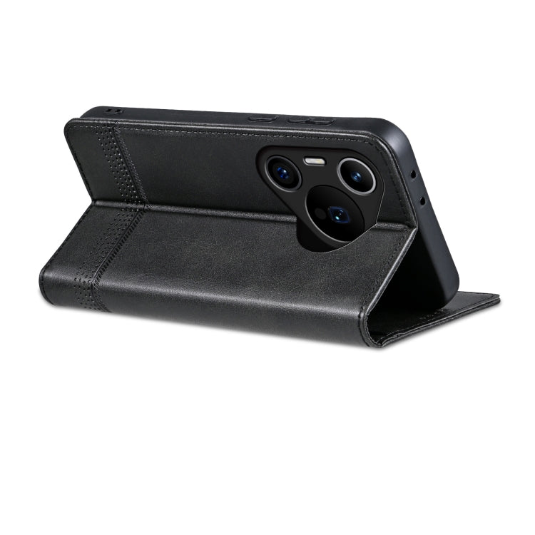 For Huawei Pura 70 Pro / 70 Pro+ Fine Hole AZNS Magnetic Calf Texture Flip Leather Phone Case(Black) - Huawei Cases by AZNS | Online Shopping UK | buy2fix