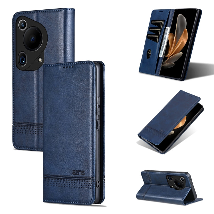 For Huawei Pura 70 Ultra AZNS Magnetic Calf Texture Flip Leather Phone Case(Dark Blue) by AZNS